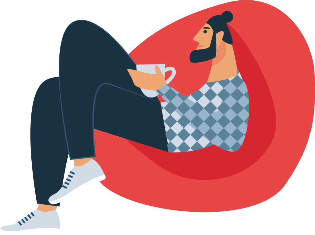 MAN@4x man sitting on a beanchair illustration